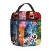 Borsa per Pasto Portatile Borsa Quadrata per Pasto Completamente Stampata Borsa per il Pranzo dei Bambini Borsa per Picnic della Scuola Elementare