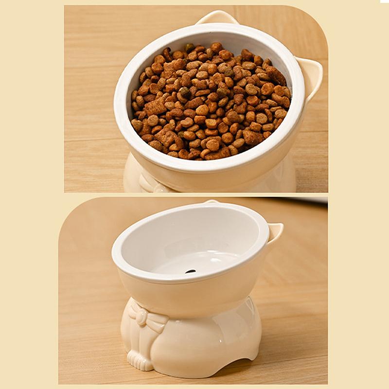 Ceramic Cat Bowl Slanted Mouth Dog Food Feeding Basin Non-Slip Pet High Foot Protection Cervical Spine Pet Drink Water Bowl