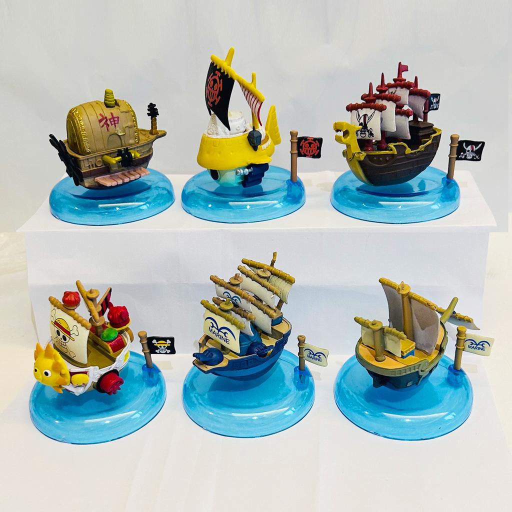 New 8 Pirate Ship Straw Hat Road Plum Blossom Anime Good News Sun Blackbeard Model Ornament Twisted Doll Acg Toy Gift