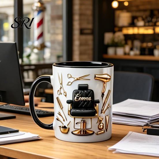 Regalo per Barbiere Professionale Tazza Personalizzata per Parrucchiere Ceramica 330ml Tazza da Caffè per Parrucchiere con Tono Oro Strumenti da Salone Elegante per Donne Uomini Compleanno