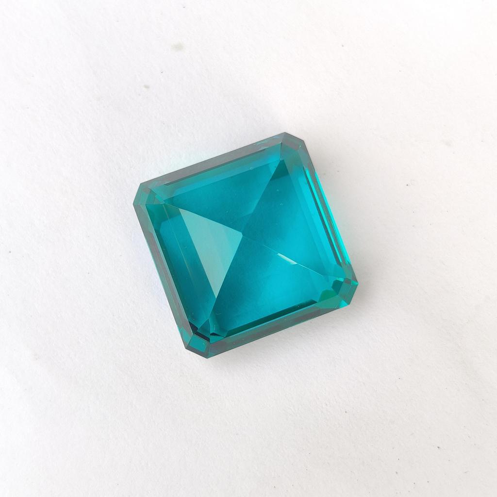 Square Cut Glass Stone: Faceted Loose Gemstone, 43 Carat, 21 MM Size Stone.