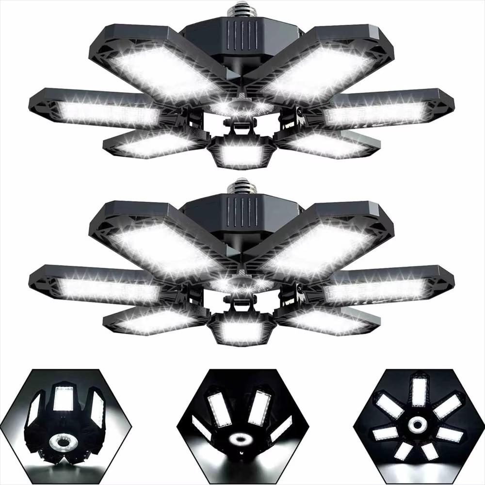 120w Led Garasjelys E26/e27 Supersterk Garasjebelysning Med Justerbare Paneler Deformerbar Pære Taklampe For Arbeid