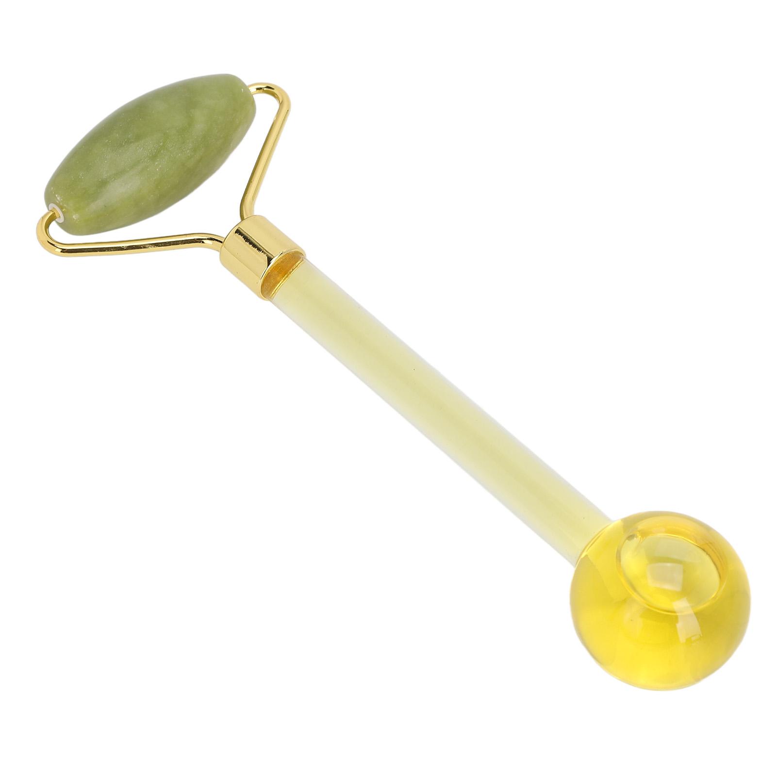 

Роликовый массажер для лица 2 в 1, массажер для лица Гуаша, нефритовый ролик для лица, портативный массажер для глаз со льдом