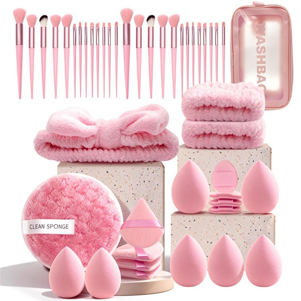 20-56Pcs Soft Makeup Brush Set with Storage Bag,Beauty Blender Sponge & Powder Puff Essential Facial Cosmetic Tools for Beginners & Makeup Lovers
