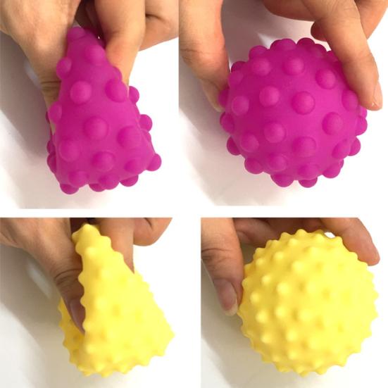 6Pcs Sensory Touch Multiple Textured Baby Balls with BB Sound Bath Education Toy