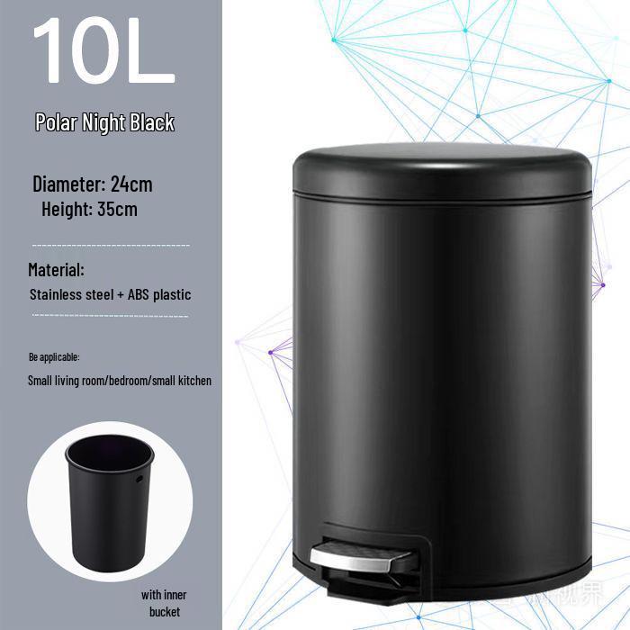 Luxury Silent Stainless Steel Pedal Trash Can with Lid - Large Capacity for Kitchen, Living Room, Bedroom