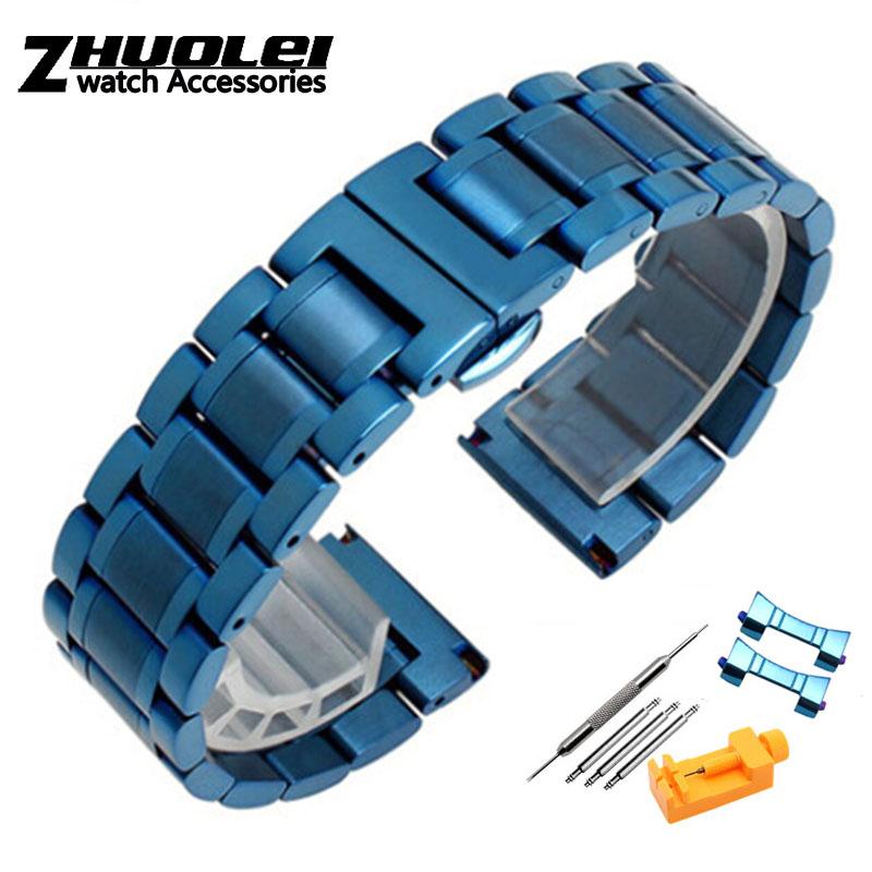 Watch Bracelet For Any Brand Wristband Stainless Steel 14 15 16 17 18 19 20 21 22 23 24mm with Curved Strap Accessories Bands
