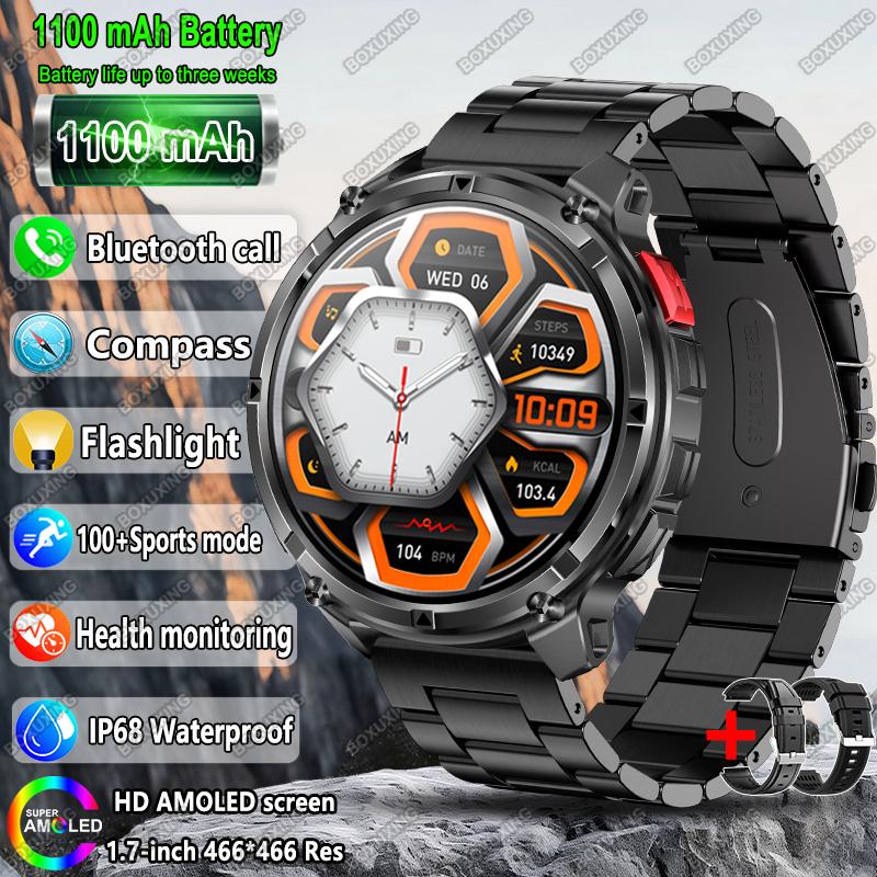 New Military T-Rex 3 Smart Watch Men 1100mAh Battery AMOLED  IP68 Waterproof Outdoor Compass Bluetooth CallSport Smartwatch