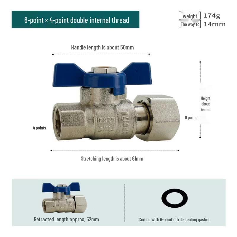 All-Copper Water Heater Ball Valve with Blue Handle