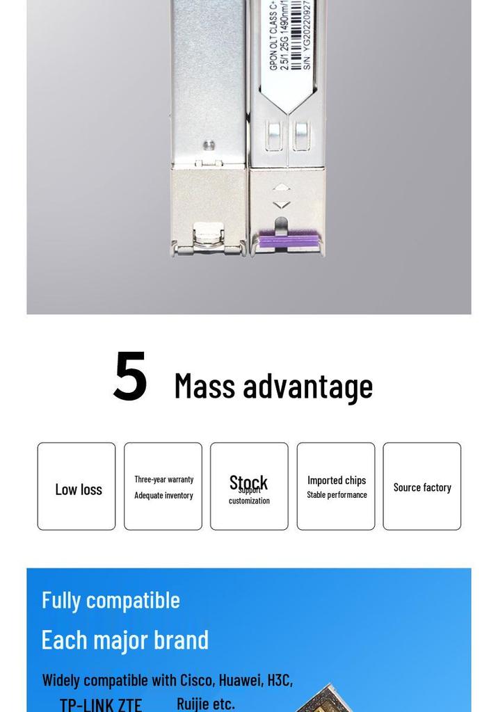 20KM Single-Mode Optical Module: EPON/GPON OLT SFP, SC Interface, Compatible with Gigabit Optical Control