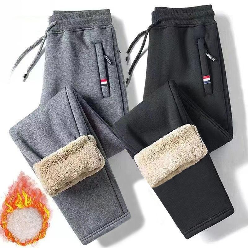 Autumn and Winter Lamb Velvet Casual Pants Men's Velvet Thick Large Size Loose Sports Pants with Feet Straight Warm Pants