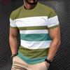 Men's Striped Printed Top Fashion Versatile Short Sleeve Comfortable T-Shirt Daily Soft T-Shirts Men’s