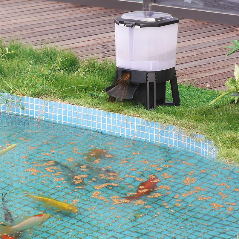 Solar Fish Pond Automatic Feeder Aquarium Intelligent Timing Feeding Device Outdoor Large Capacity Food Dispenser