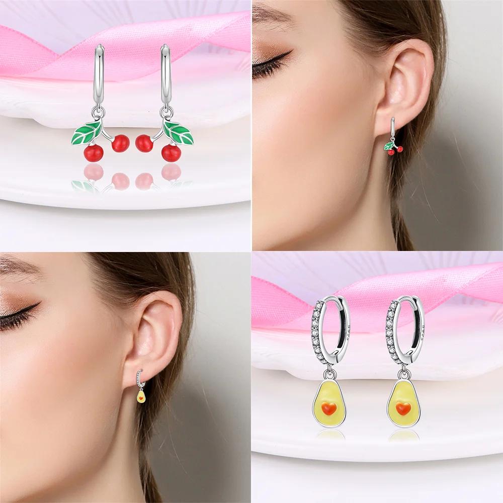 Avocado Earring Sunflower Moon Apple Earring Butterfly Dragonfly Jewellery Gift Authentic copper Wedding Gifts Accessory Set