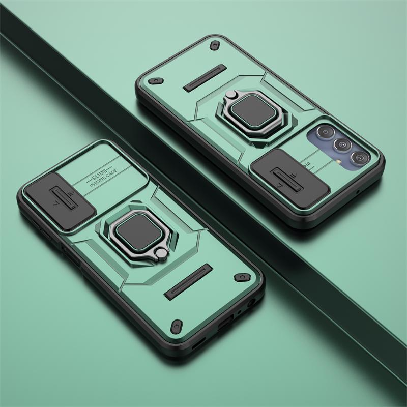 

Чехол для Samsung M34 5G, Слайдер для защиты камеры, Бронированный чехол для телефона для Samsung GALAXY M34 2023 M 34, Задняя крышка с магнитной подставкой-кольцом For Galaxy M34 5G зелёный