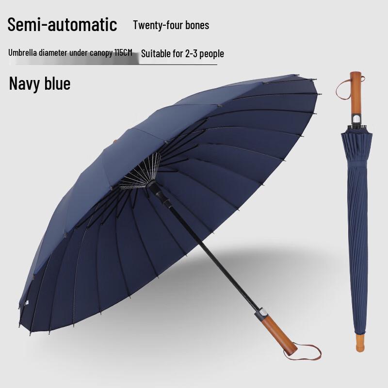 24-Rib Windproof Semi-Automatic Golf Umbrella