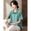 Women's Polka Dot Lapel Short Sleeve Blouse