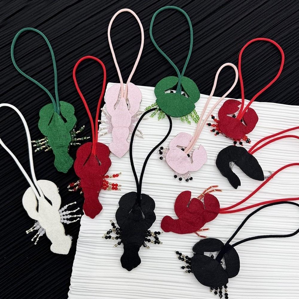 Fashion Handmade Crayfish Keychain Rhinestone Beaded Creative Lobster Pendant Bag Lanyard Accessories Gifts