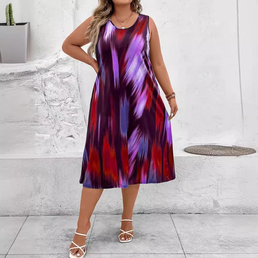 GMXIA Frühling Sommer Damenmode Print Plus Größe Damen Kleid Frauen