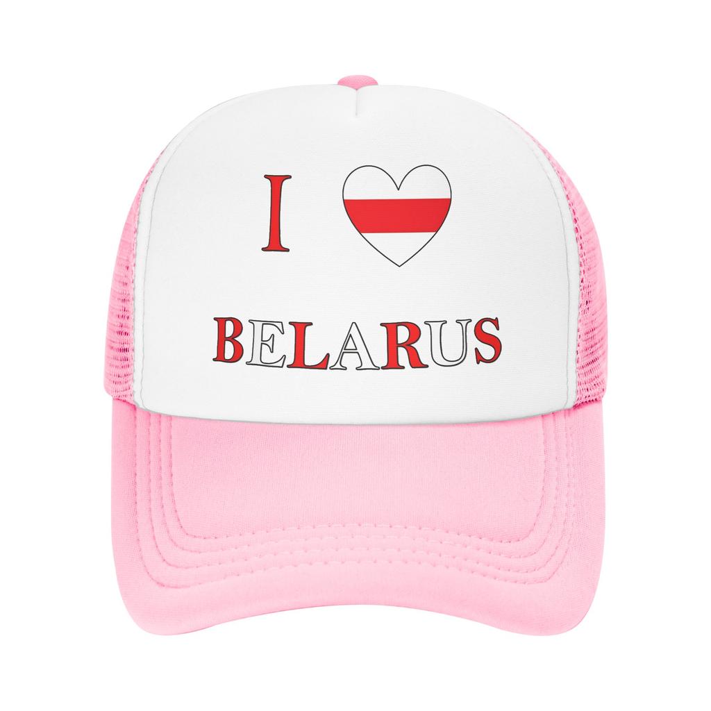 Summer Mesh Sun Hats I Love Belarus  Spring Baseball Cap Trucker Hat  FeUnisex Unisex Custom Logo Tennis Skate Baseball Caps