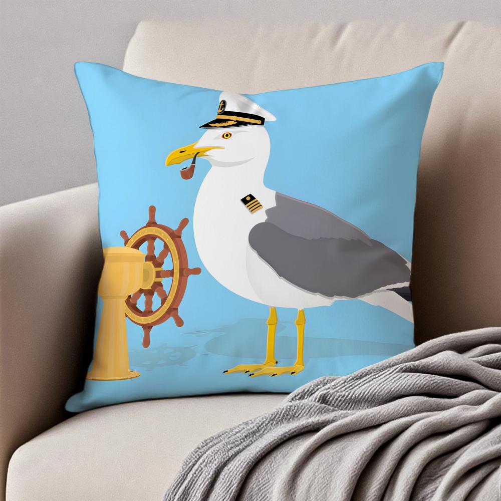 Funny Animal Illustrations Art Cushion Cover Pillowcase Antidustmite Invisible Zipper Short Plush Sofa Cushion