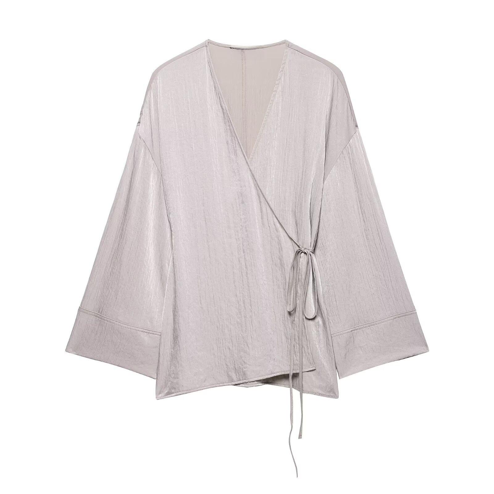 

Летний женский текстурированный пижамный комплект из двух предметов в европейском и американском стиле, кимоно M