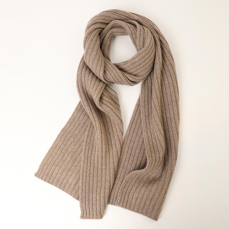 Autumn and winter cashmere flanged plain weave hat scarf two-piece set men's and women's warm fashion