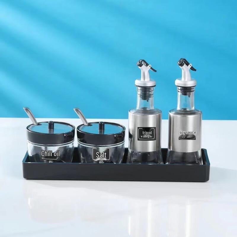 Chushan Hai Commercial Stainless Steel Glass Spice Jar Set