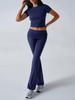 European & American Women's Slim Fit Short Sleeve Long Pants Suit - Spring/Summer 2025 Collection, Casual Solid Color.
