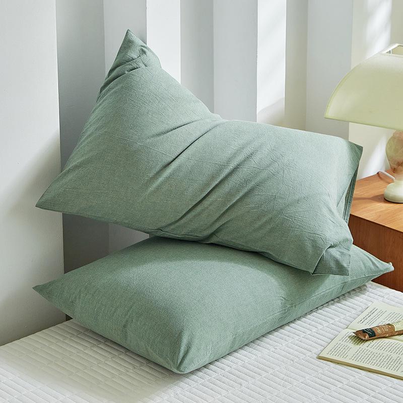 Sada 2 povlaků na polštáře z čisté bavlny barvené přízí, 48x74 cm, pro jednu osobu, povlaky na polštáře z prané bavlny.