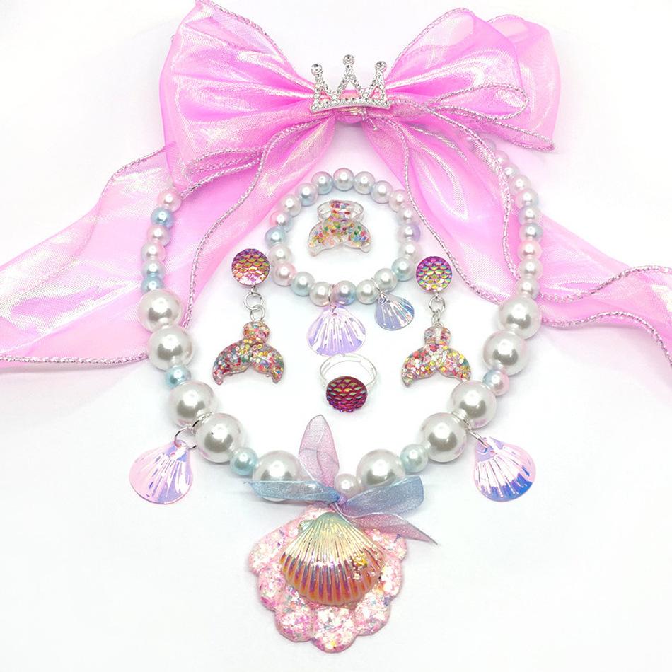 Children'S Princess Crown Accessories Necklace Set Bag Accessories Mermaid Generation Children'S Birthday Gift Jewelry