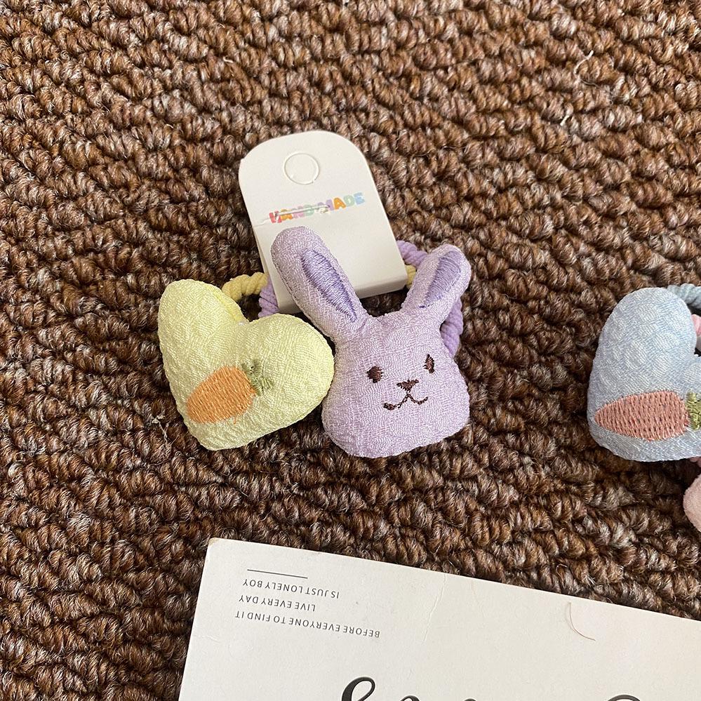Rabbit Heart Cute Cartoon Animal Hair Ties for Kids - Korean Style Fabric Hair Accessories