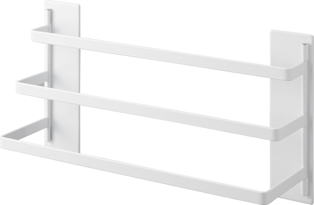 Yamazaki Jitsugyo 3796 Washing Machine Magnetic Towel Hanger 3 Rows White W42 X X H18cm Tower Towel Rack with Hook Easy Installation 3796 Approx.
