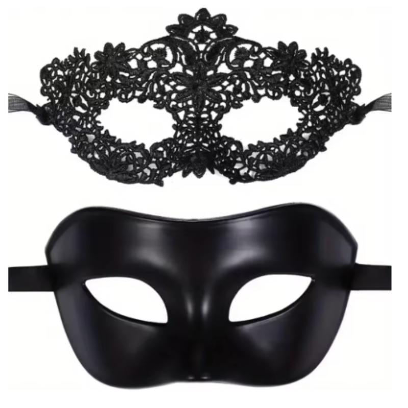 2 stuks Elegante Zwarte Kant Masquerade Maskerset voor Koppels - Perfect voor Venetiaans Feest, Mardi Gras en Halloween Vieringen