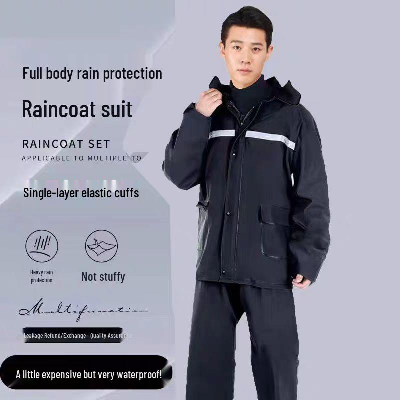 

Thick Waterproof Raincoat & Pants Set for Adults - Ideal for Food Delivery, Hiking, Double-Layered, Full Body Coverage, Anti-Downpour Poncho XXL