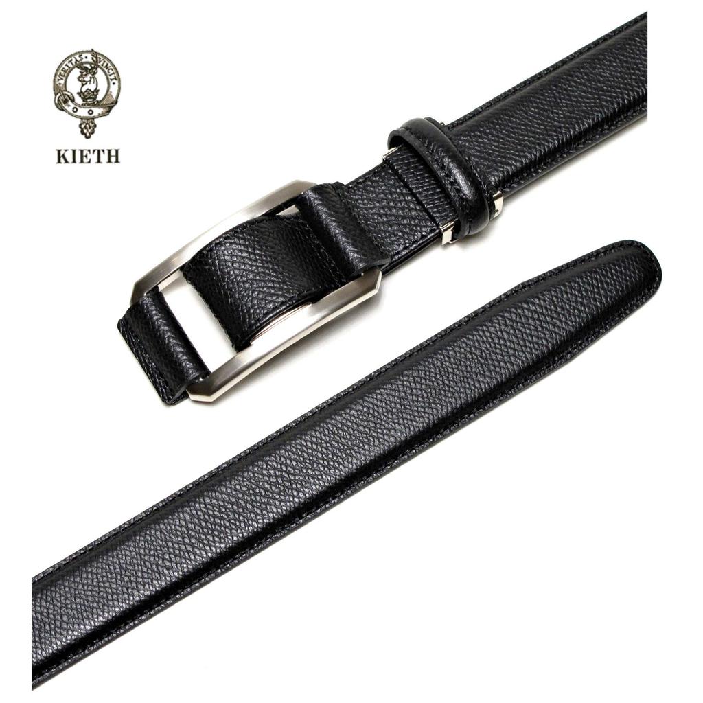 [KIETH] Pinless, infinitely adjustable belt, embossed leather, black, adjustable size, reliable quality created by over 50 years of history and