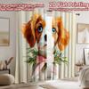 2D flat printing 2pcs Party Curtains Cute Dog Bow Tie Digital Printed Polyester Drapes Seasonal Party & Holiday Decor for Home