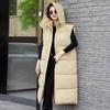 Winter Women Waistcoat Thickened Padded Zipper Closure Hooded Loose Fit Adjustable Waist with Belt Sleeveless Solid Color Windproof Heat Retention