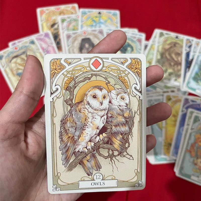Romantic Lenormand Oracle Cards 37 Pcs Deck 10.2X7.2Cm English Vision Art Nouveau Floral Motifs For Party Board Playing Games Set