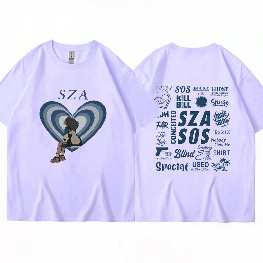 SZA New Music Album SOS Tshirt Unisex Women Oversized Fashion T Shirts Hip Hop Harajuku Casual Cotton Summer T-Shirt Streetwear Y2K