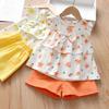 Girls Summer Floral Sleeveless Top And Shorts Set Comfortable Stylish Baby Two Piece Outfit For Warm Weather