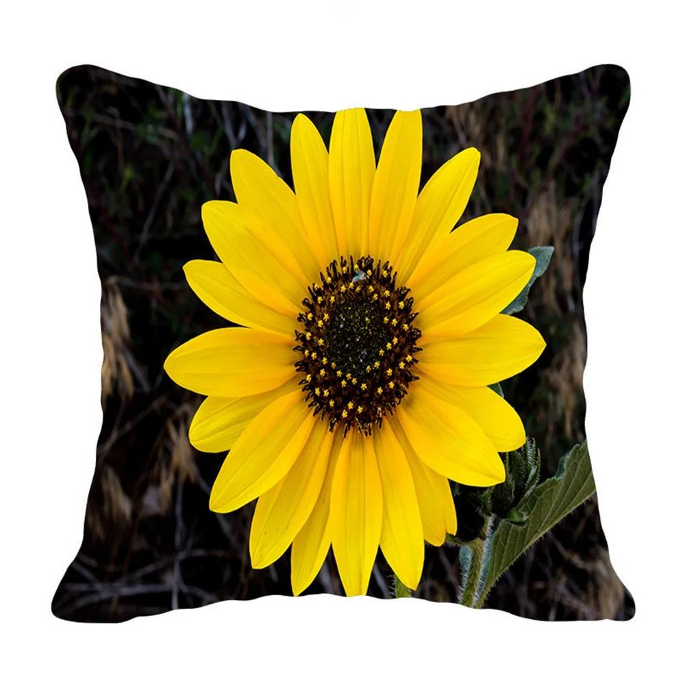 Sunflower Print Pillowcase Office Living Room Home Pillowcase Car Ornaments