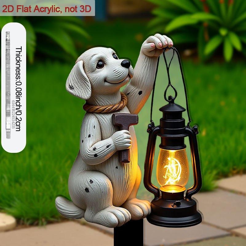 1pcs Dog Shaped Garden Floor Socket 2D Flat Effects Acrylic Material for Outdoor/flowerpot Decorat Lighting Up Cute Pet Lanterns