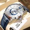 Herren High-End Uhr Business Marke Mondphase Leuchtend Wasserdicht Echtes Leder Männlich Mode Quarz Uhr Uhren Geschenk