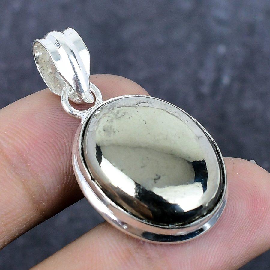 Pyrite Agate Gemstone Handmade 925 Sterling Silver Jewelry Pendant 1.50" Z0U32