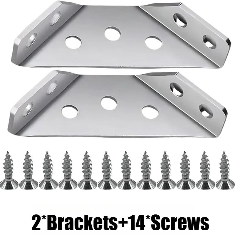 Vinkelbeslag Rostfritt Stål Möbelvinkel Hyllkoppling Skåpstöd Fästram Vinkelbeslag med Skruv