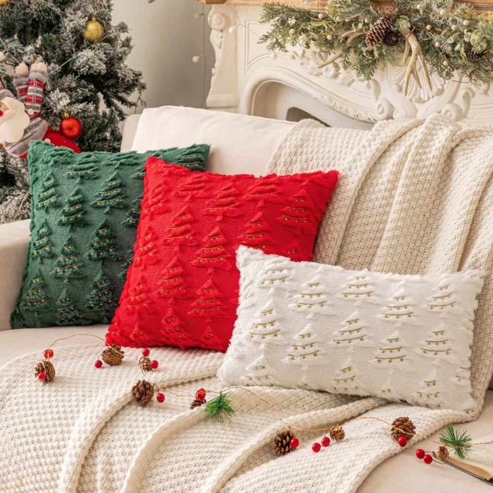 Christmas Tree Pillow Covers Golden Light String Cushion Case New Pillow Cases  for Xmas Party