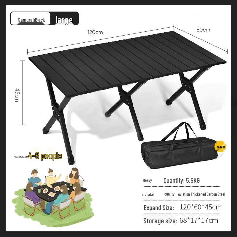 Portable Outdoor Folding Egg Roll Camping Table and Chair Set for Picnic and Barbecue