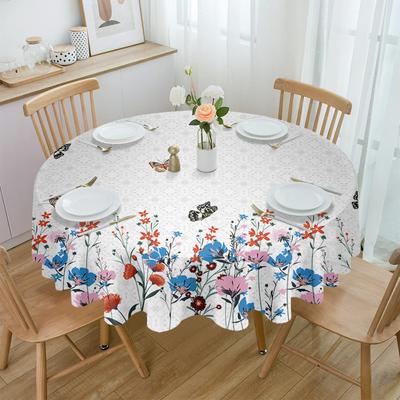 Flori de primăvară Fluture Față de masă rotundă retro Festival Dining Față de masă impermeabilă Husă de masă pentru decorarea petrecerii de nuntă