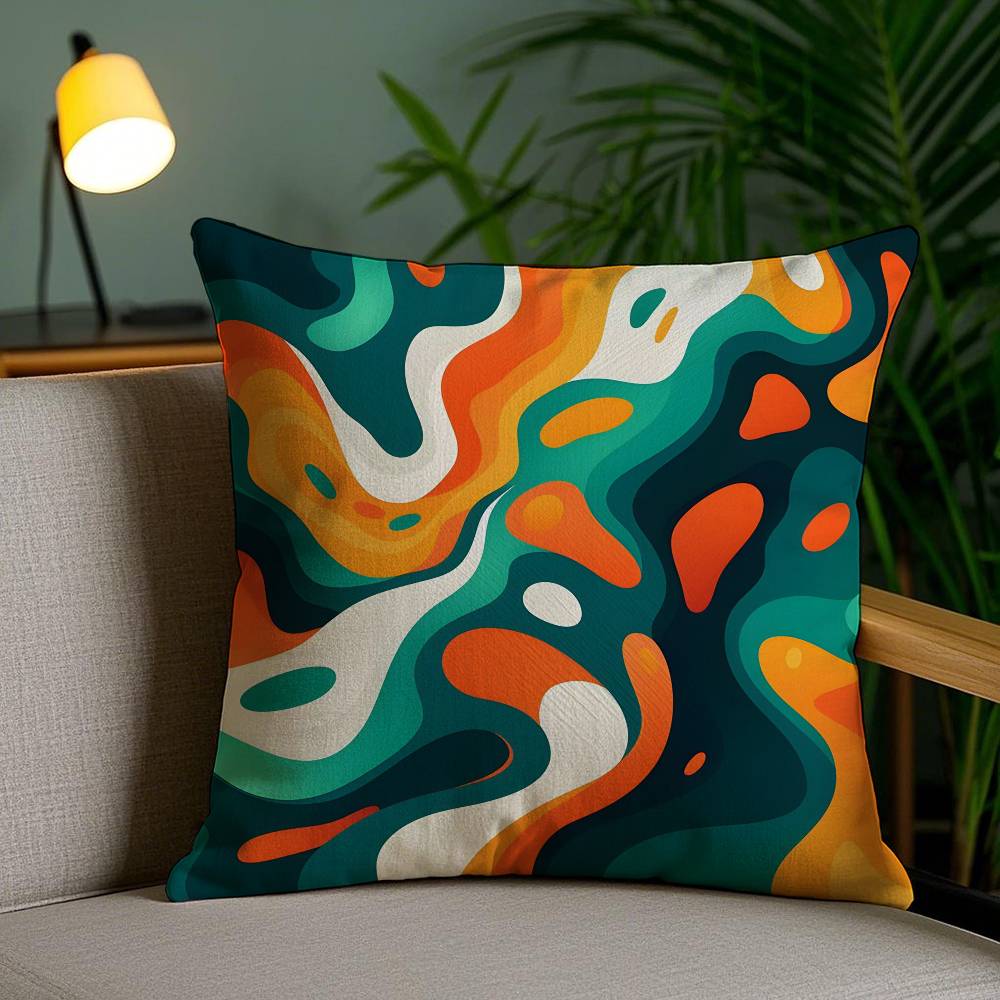 Abstract Geometric Pattern Pillow Case Anti-dustmite Pillowcase Invisible zipper silky short plush Sofa cushion cover